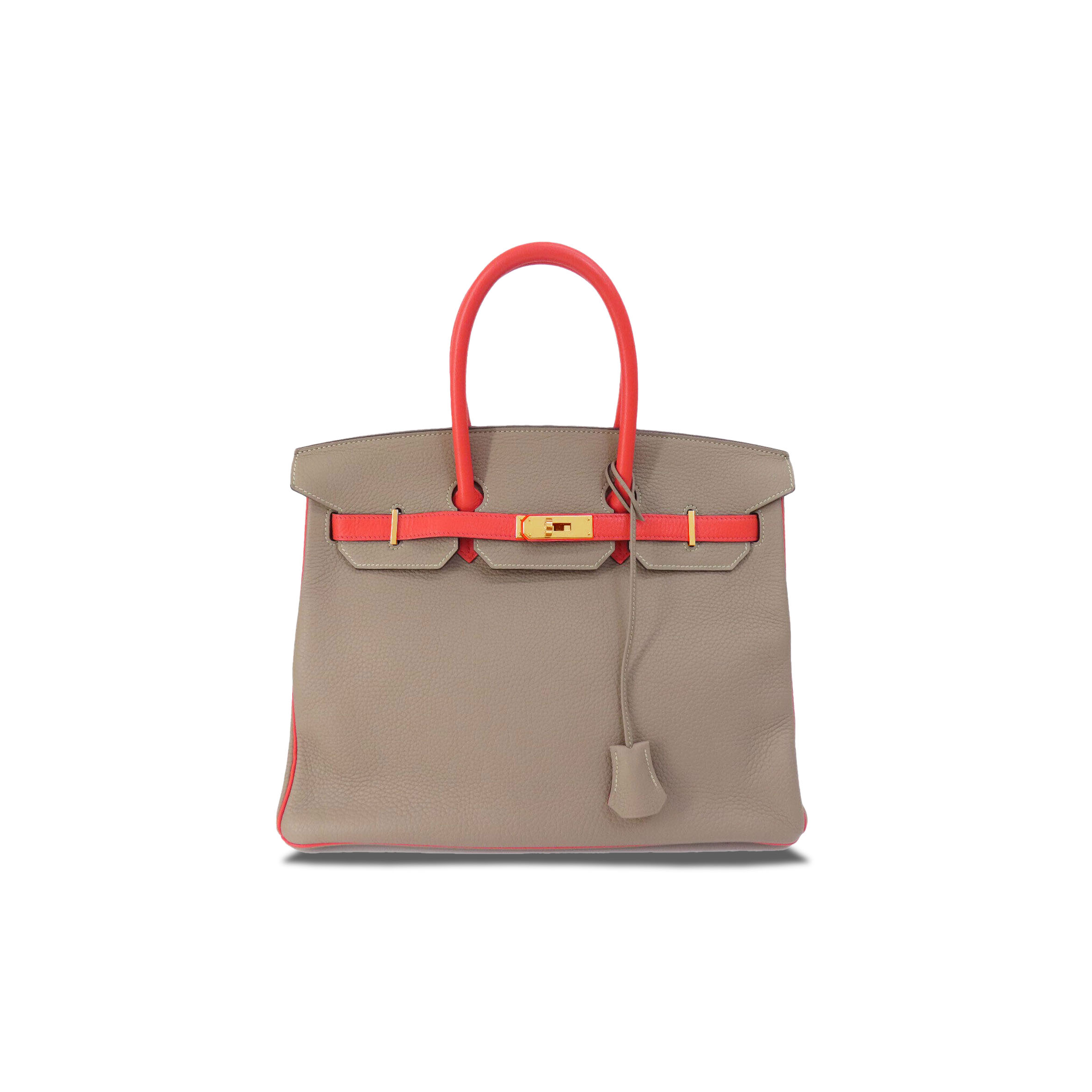 HERMES MASTER BIRKIN 30 EPSOM PEWTER GREY LIPSTICK PINK GOLD BUCKLE H028369CK42 (30*23*15cm)